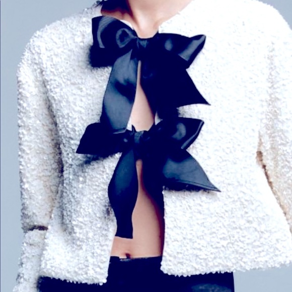H&M New Tie-Front Sequin Jacket Size XL - Picture 1 of 4